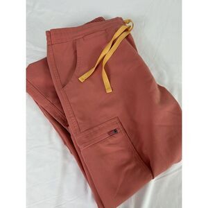 Figs Women's Ankle Pants in Rust with Yellow Drawstring